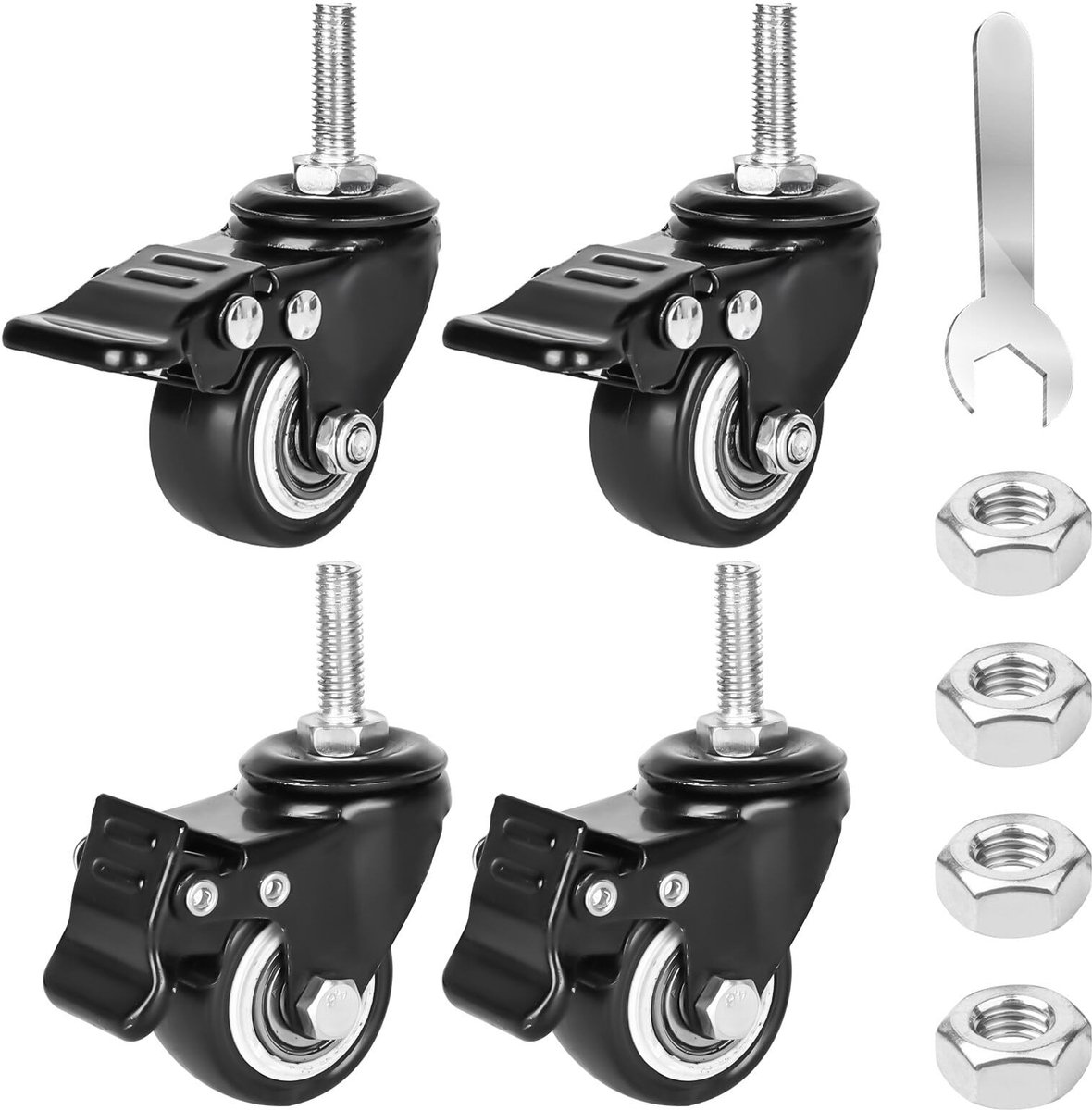 Dailygoods- Meubelwielen 40mm - Zwenkwielen met Rem - 360 Graden Rotatie - Zware Duurzame Wielen - Geschikt voor Binnen/Buiten - Tot 35kg Belastbaar - Casters