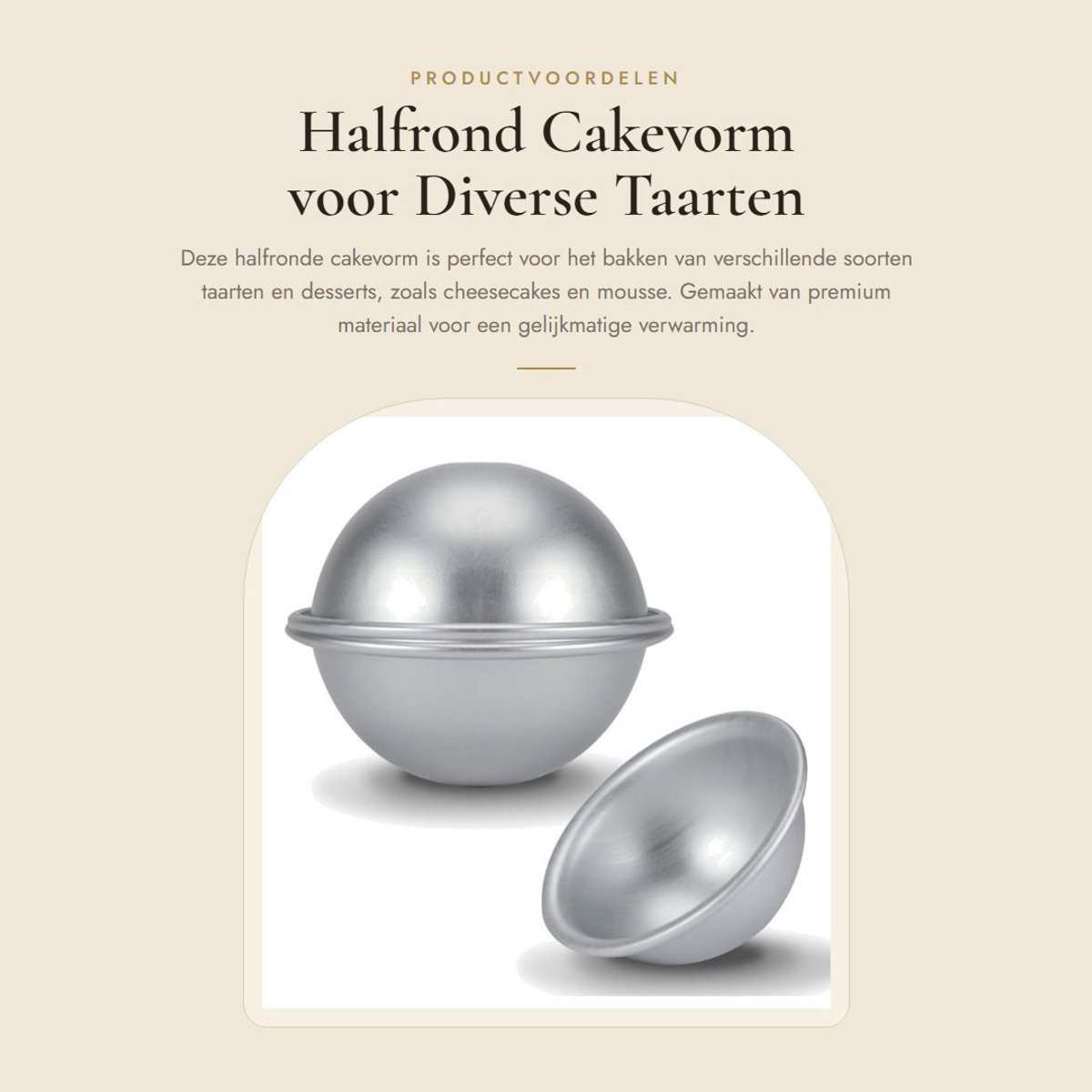 Dailygoods- Cakevorm Halfrond 10 cm - Ronde Bakvorm - Cheesecakes/Mousse - Voetbaltaarten - Vaatwasmachinebestendig - Premium Aluminiumlegering - Taartvorm