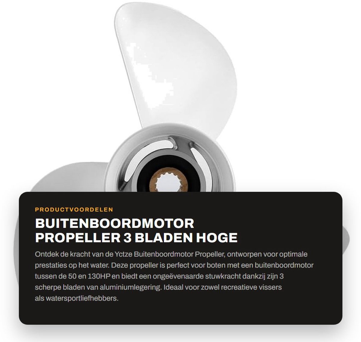 Dailygoods- Buitenboordmotor Propeller Hoge Stuwkracht - 3 Bladen - Aluminiumlegering - Diameter 13 Inch - Afstand 19 Inch - Duurzaam en Scherp - Bootpropeller