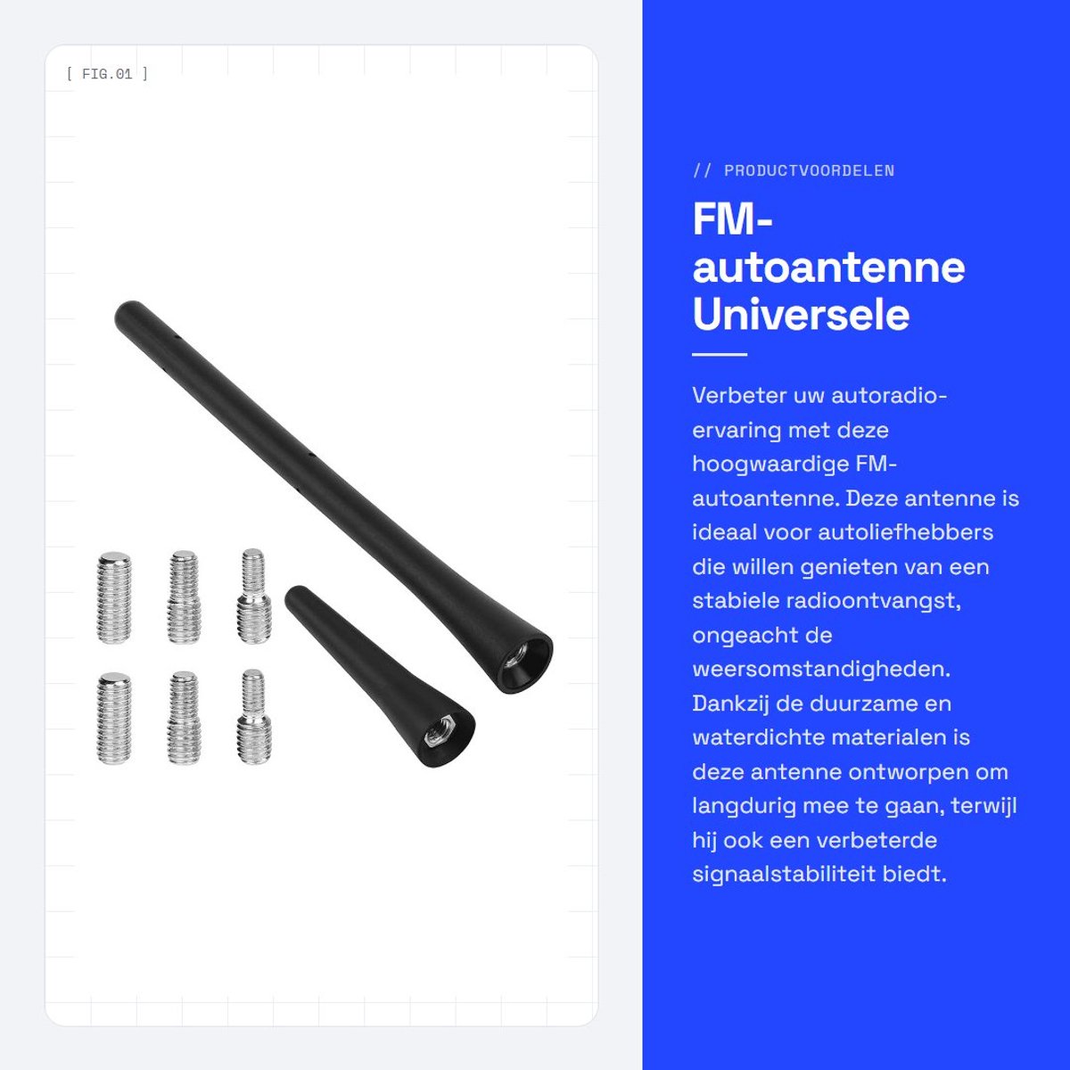 Dailygoods- Autoantenne Universeel - FM/DAB Ontvangstfunctie - Waterdicht - Schokbestendig - Eenvoudige Installatie - Hoge Kwaliteit Materialen