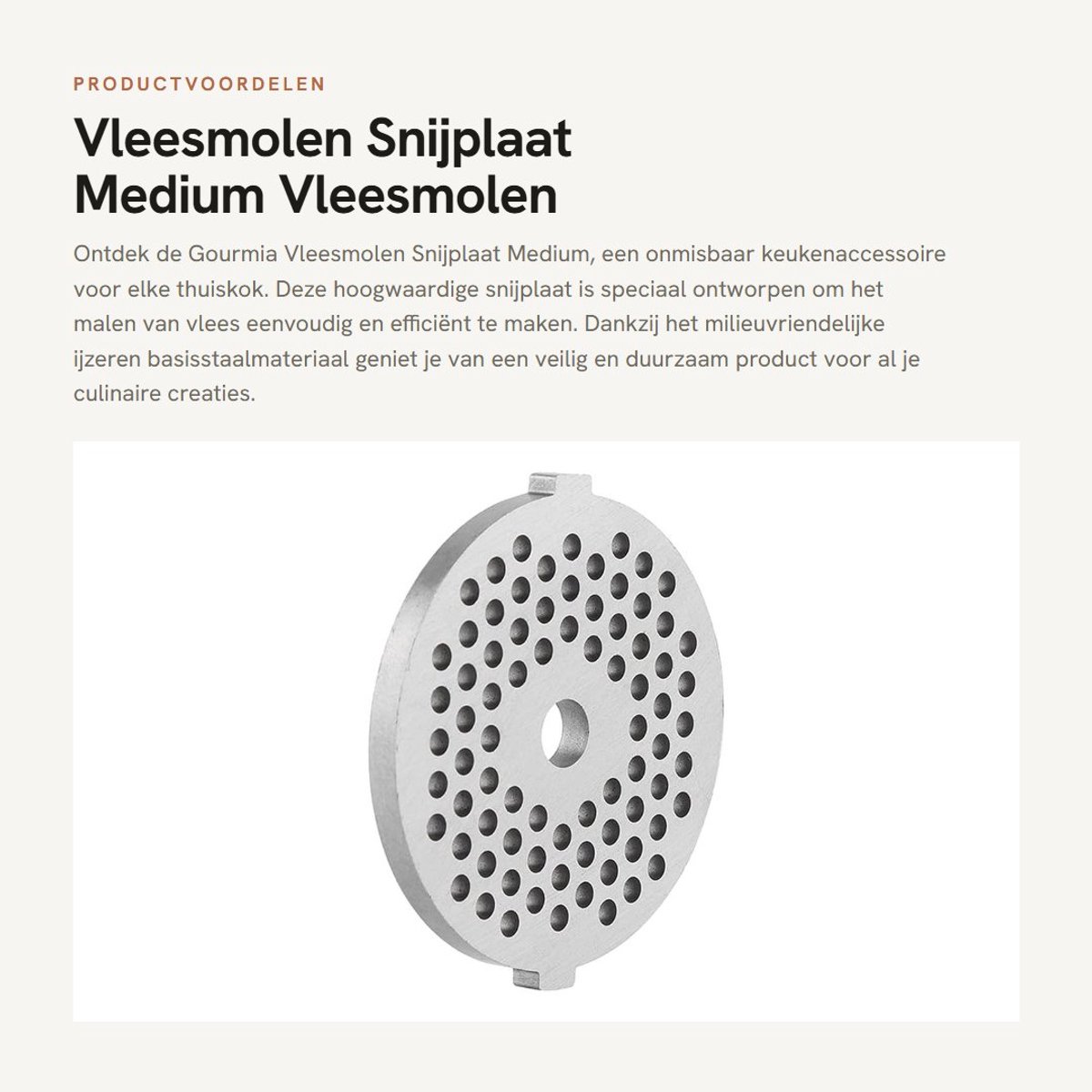 Dailygoods- Snijplaat Medium - Vleesmolen Platen - Vleesmolen Gatenplaten - Duurzaam IJzeren Basisstaal - Veilig en Niet Giftig - Eenvoudig te Reinigen - Vleesmolenplaat