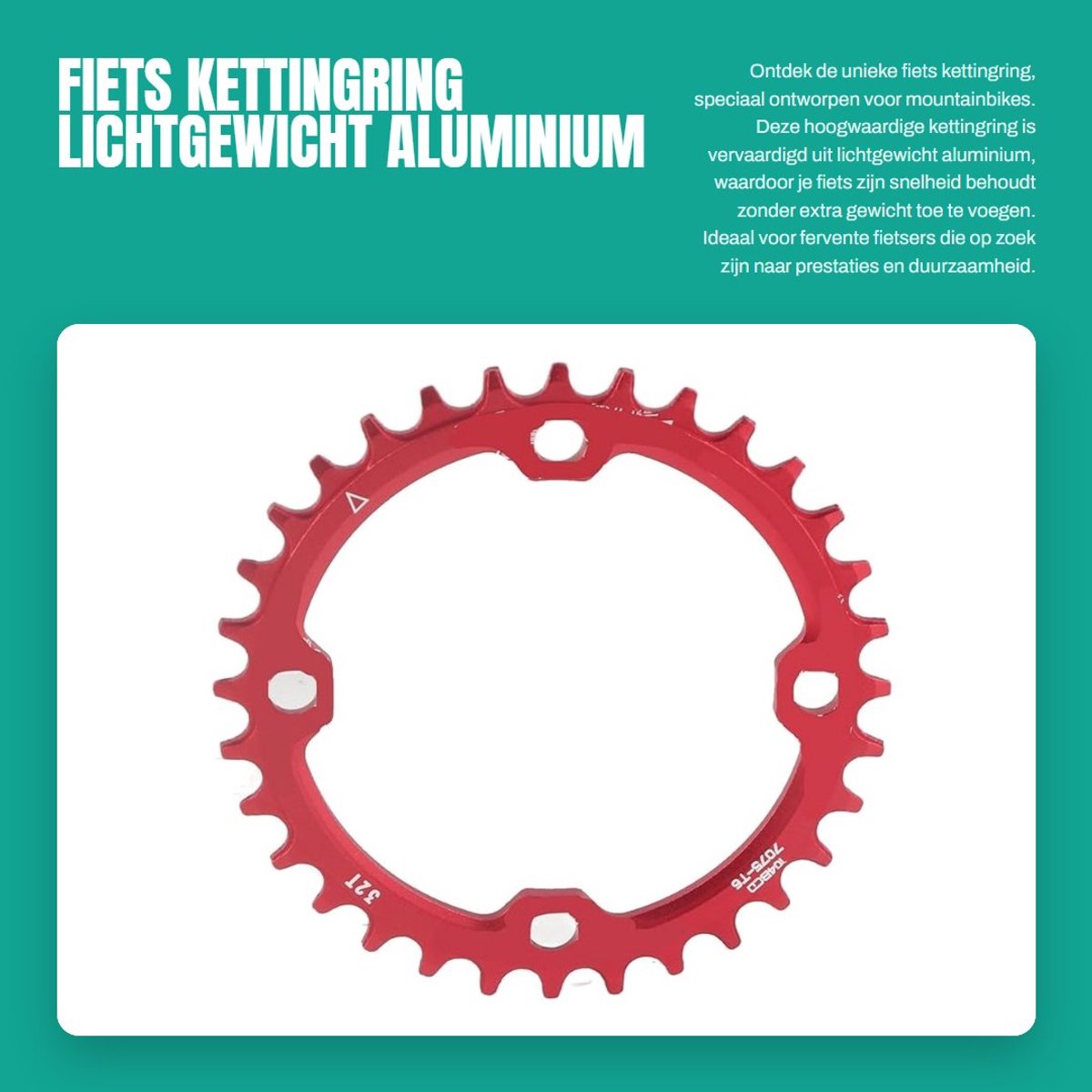 Dailygoods- Kettingblad 32T - Lichtgewicht Aluminium - Hoogwaardige Prestaties - Schokbestendig - Eenvoudig te Installeren - 104mm Bevestigingspatroon - Fietsblad