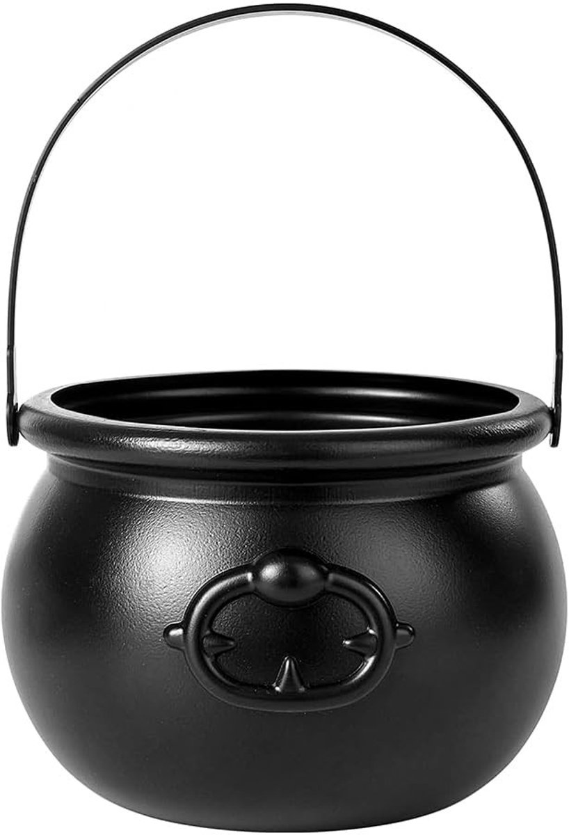 Dailygoods- Heksenketel Decoratieve Pot - Zwarte Heksenketel - Snoep/Feestbenodigdheden - Handgreep - Afmetingen 27x13,5x19,5 cm - Functionele Decoratie - Snoepemmer