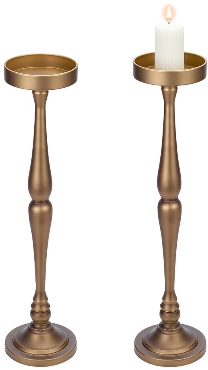 Dailygoods- Bijzettafel Antiek Brons - Ronde Martini Tafel - Set van 2 - Retro Sokkel - Kleine Cocktailtafel - Duurzaam Ijzer - 16,5 cm x 67,5 cm