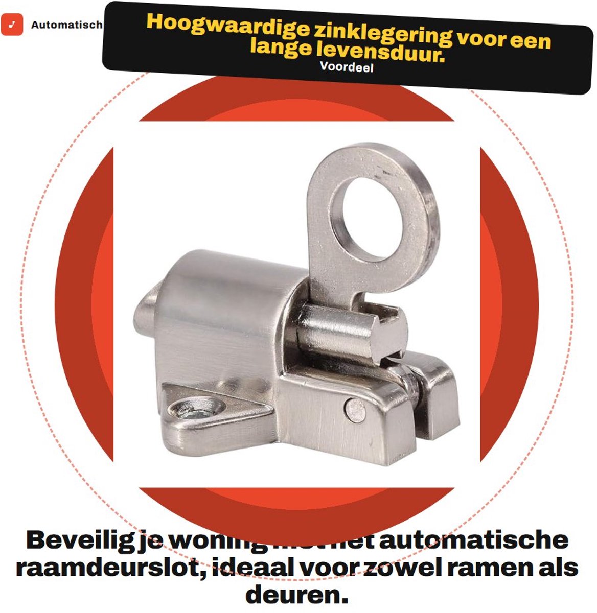 Dailygoods- Raamdeurslot Automatisch - Deurvergrendeling - Vergrendeling - Hoogwaardig Zinklegering - Duurzaam - Eenvoudige Installatie - Deurslot