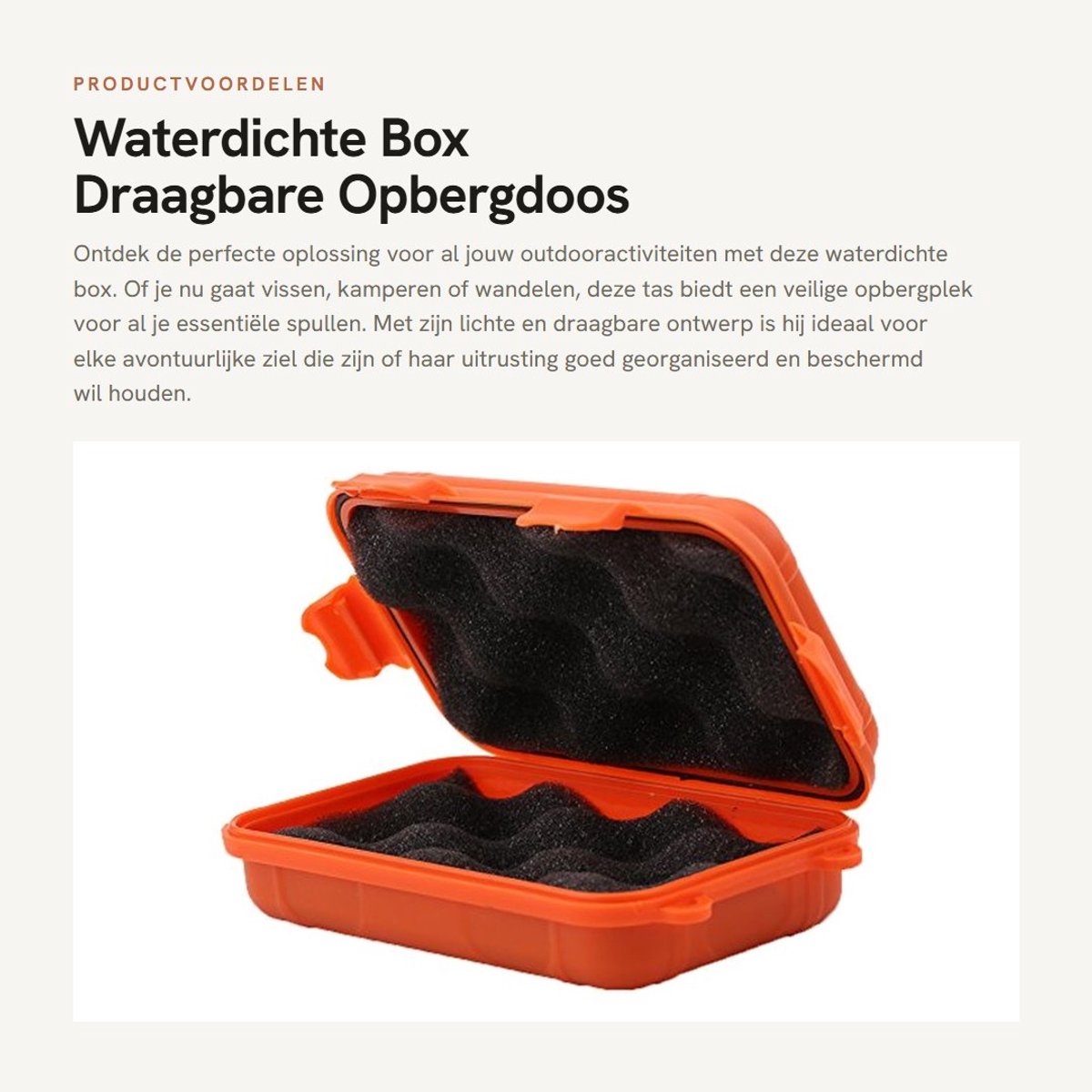 Dailygoods - Waterdichte Box - Draagbare Opbergdoos - Schokbestendig en Lichtgewicht - L-Formaat - Outdoor Box - Ideaal voor Kamperen en Vissen - Oranje