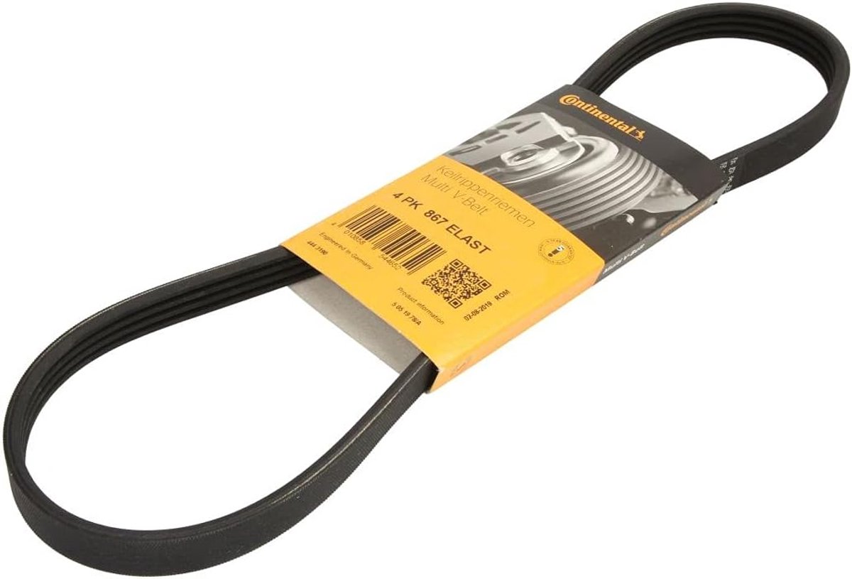 V-geribbelde riem - Multisnaar - Motoronderhoud - Duurzaam EPDM materiaal - 4PK867ELAST - Zwart