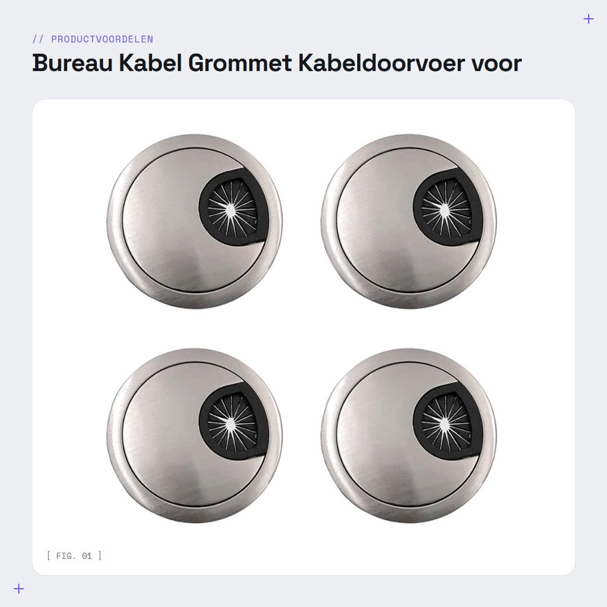 Dailygoods- Kabeldoorvoer 60mm - 4 Stuks - Zinklegering - Bureau Kabelmanagement - Gatenzaag 60mm - Duurzaam en Roestvrij