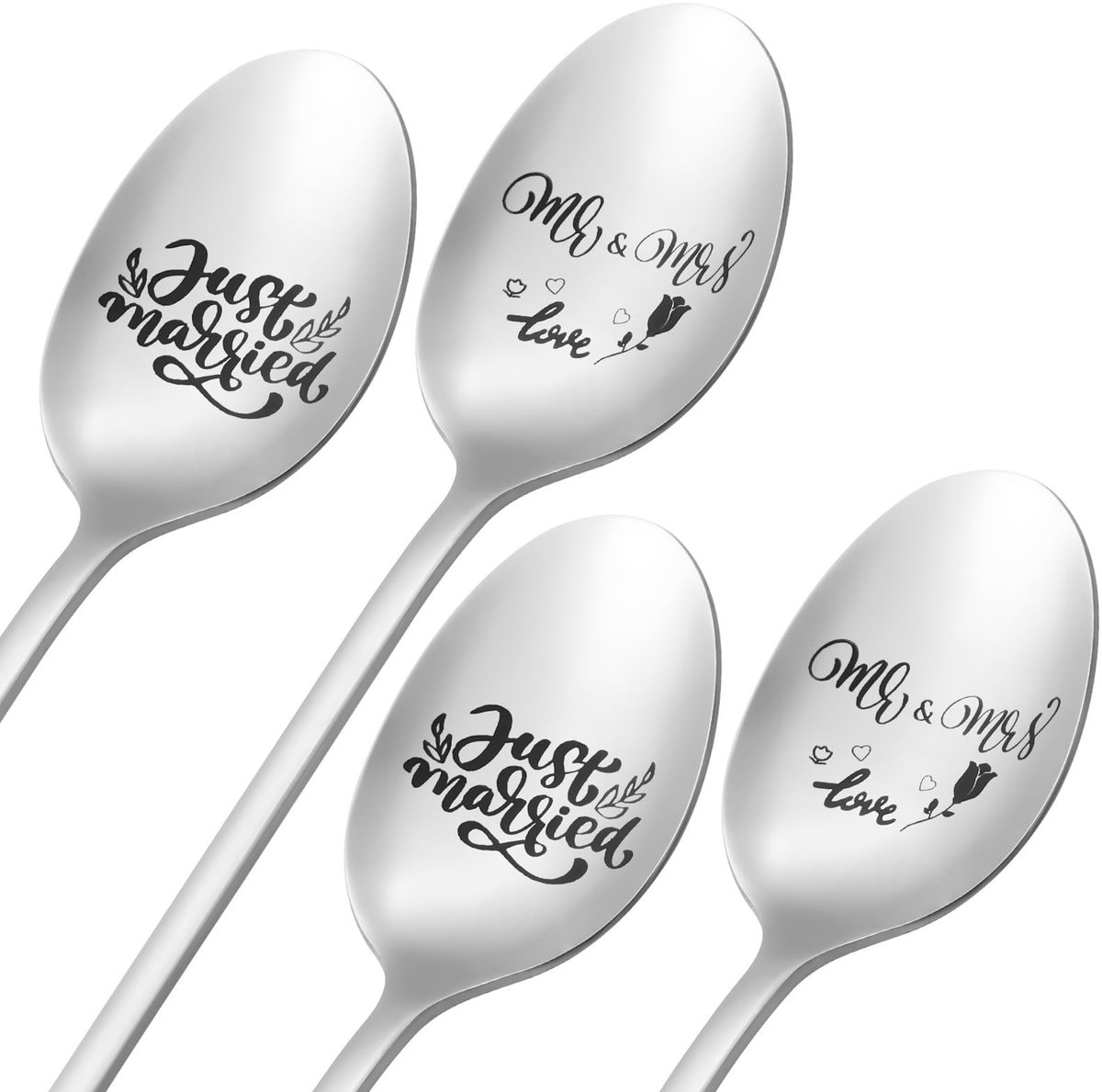 Dailygoods- Koffielepel 4 stuks - Roestvrij Staal - Hittebestendig - Liefdeslepel - Bruiloft Geschenken - 20 cm Lange Steel - Theelepel