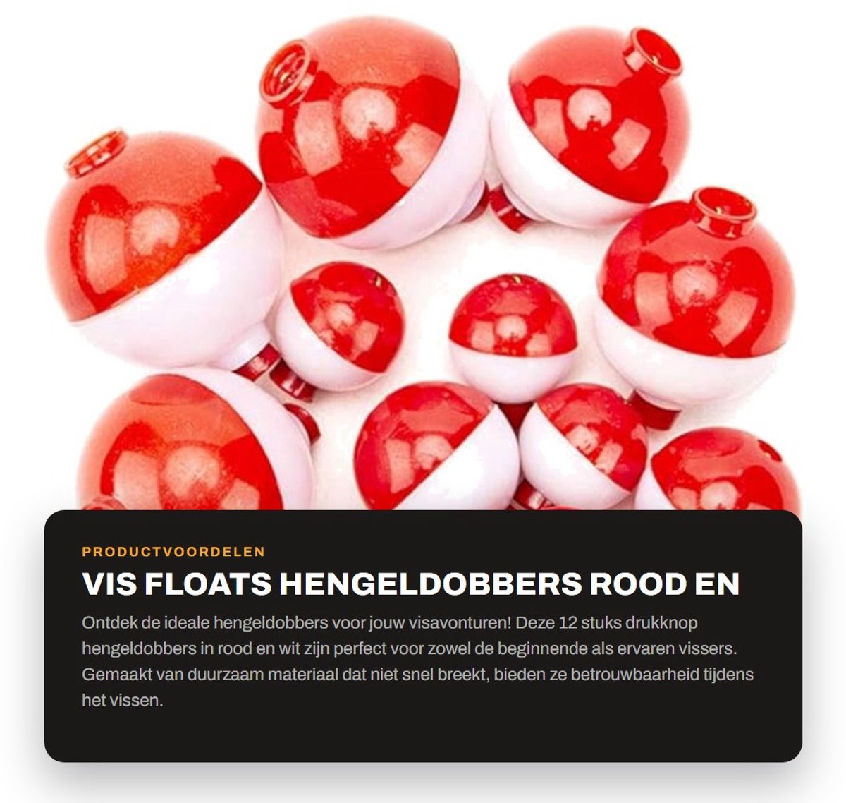 Dailygoods- Visfloats 12 Stuks - Drukknop - Rood/Wit - Hengeldobbers - Visaccessoires - Schokbestendig Materiaal