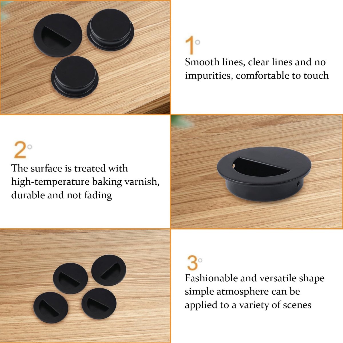 Dailygoods- Schuifdeur Trekgrepen Verzonken - Deurknop - 4 Stuks - Zwart Roestvrij Staal - Praktisch Ontwerp - Langdurige Kwaliteit - Deurklink