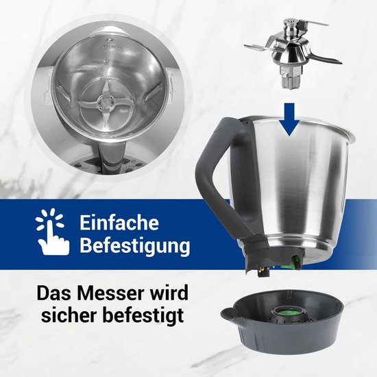 Dailygoods- Vervangend Mes voor Thermomix TM31 - Roestvrij Stalen Messen - Afdichtingsring - Vaatwasmachinebestendig - Duurzaam - Geschikt voor Kneden/Malen/Mixen - Mixerblad van Dailygoods — afbeelding 3