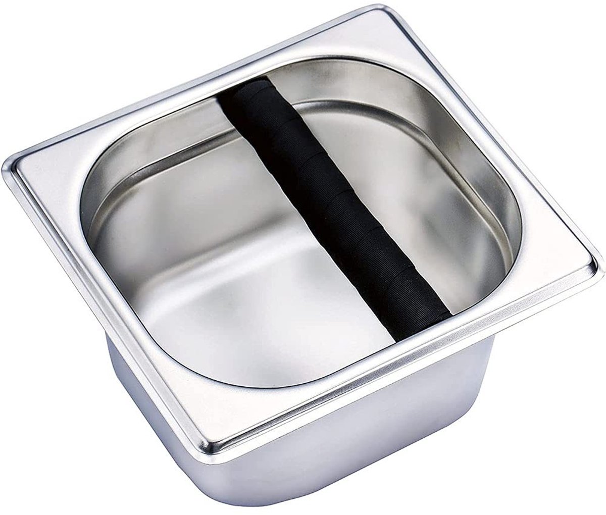 Dailygoods- Knock Box - Roestvrij Staal - Koffie Afval Emmer - 10cm - Duurzaam - Antislip Handvat - Hoge Kwaliteit - Espresso Afvalbak