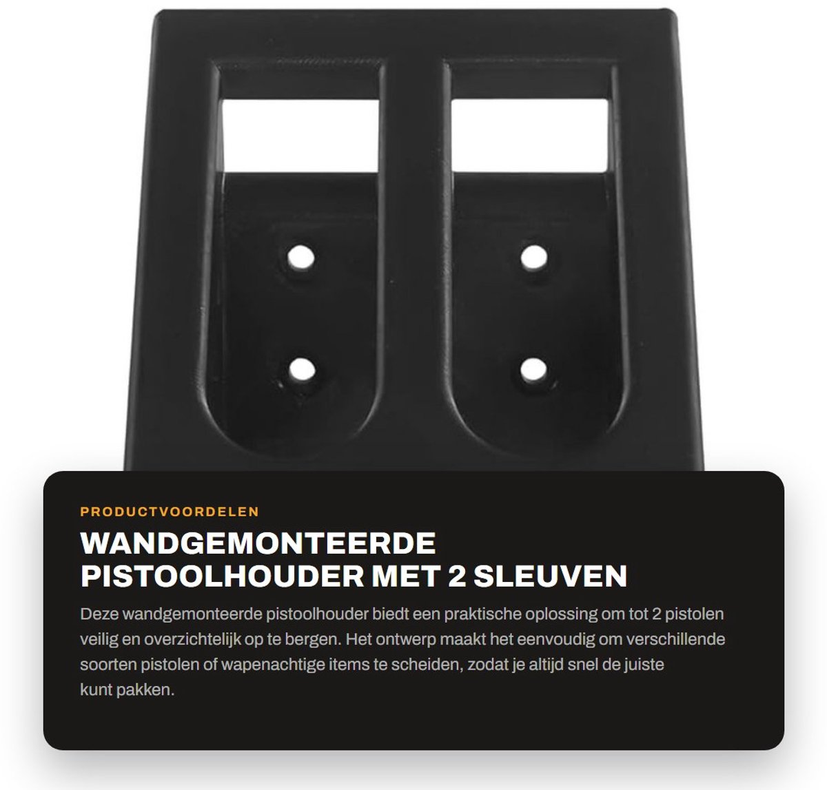 Dailygoods - Wandgemonteerde Pistoolhouder met 2 Sleuven