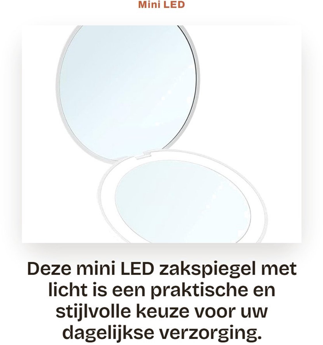 Dailygoods - Mini LED Zakspiegel met Licht, Compact en Rond