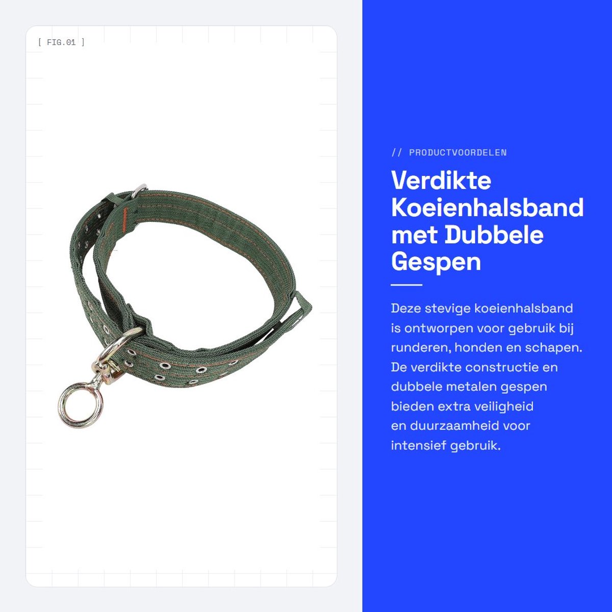 Dailygoods- Koeienhalsband Verdikte Halsband - Dubbele Metalen Gespen - Trekkoord - Duurzame Constructie - Geschikt voor Rundvee/Hond