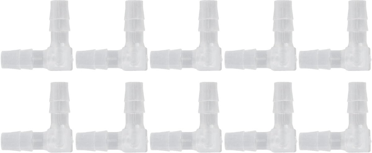 Dailygoods - 90 Graden Elleboog Slangpilaar - Slangaansluiting - Zwart - Adapter - 10 Stuks - Geschikt voor Aquarium en Waterleidingen - 6mm