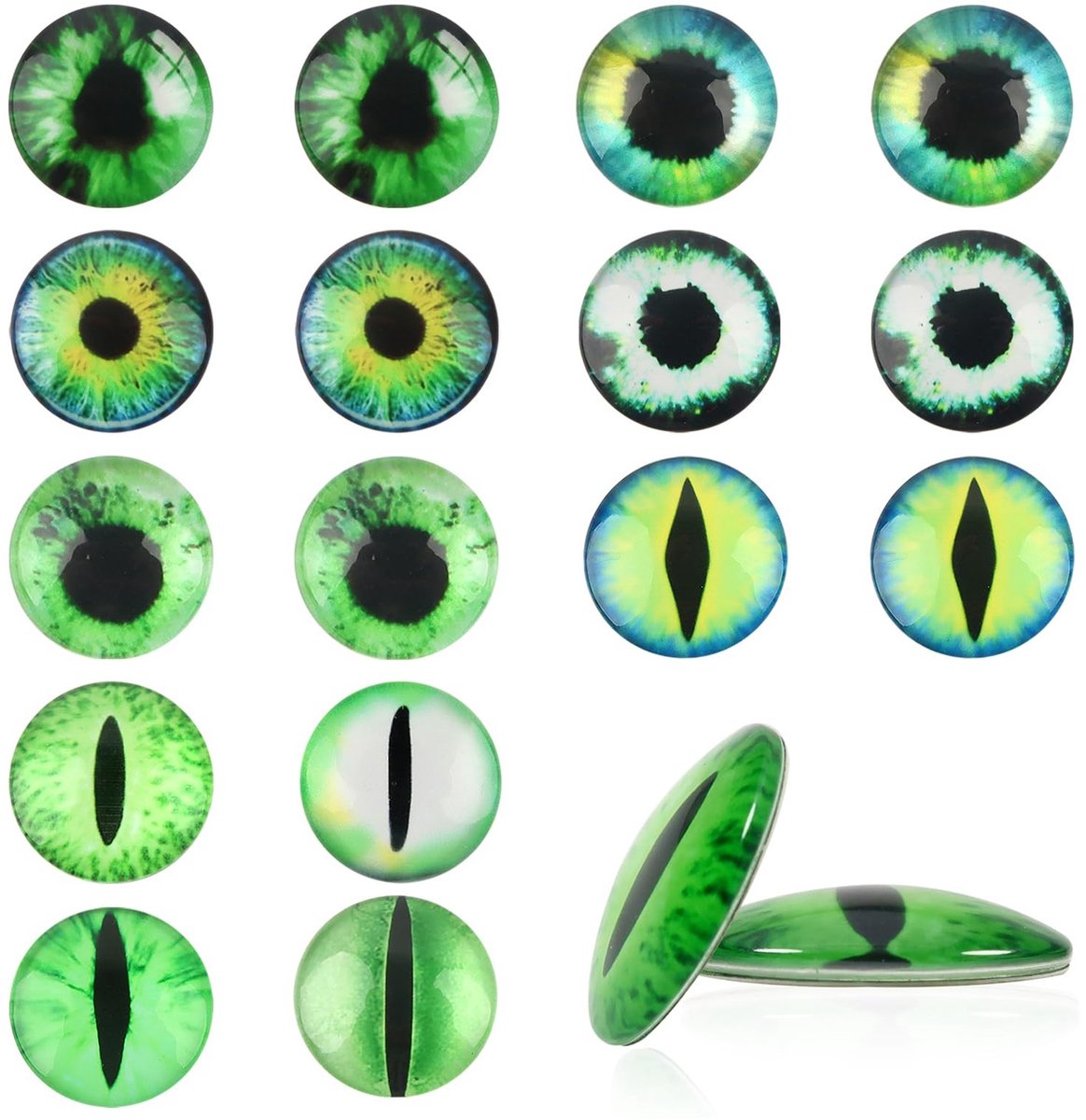 Dailygoods- Glazen Ogen 25mm Groen - 20 Stuks - Veiligheidsogen - Cabochon - Handgemaakte Projecten - Duurzaam Glas - Poppenogen