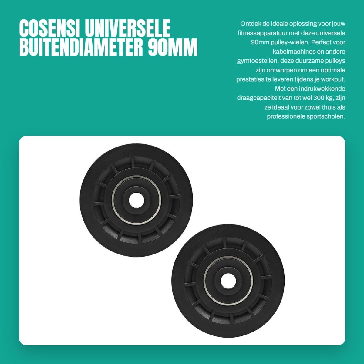 Dailygoods- Lagerpulley 90mm - Universele Lagerpulley - Fitness Apparatuur - Kabelrol - Waterdichte Rol - Draagvermogen tot 300 kg - Pulley
