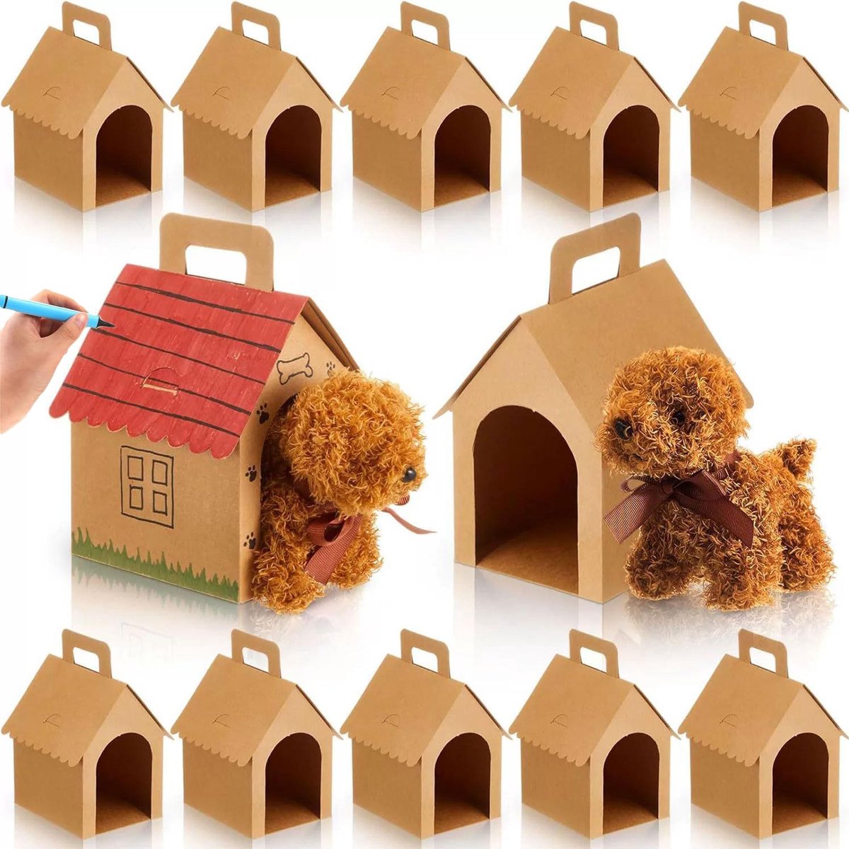 Dailygoods- Geschenkdozen - Opvouwbaar - Draagbaar - Papier - Huisvorm - Handvat - Creatieve decoratie - Cadeauverpakking
