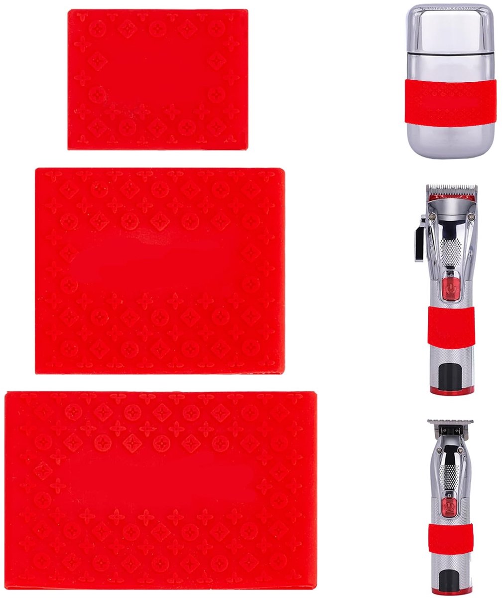 Dailygoods - Antislip handgrepen - Siliconen manchet - Professionele kappersschaar - Rood - Hittebestendig - Geschikt voor kappers - 3 stuks