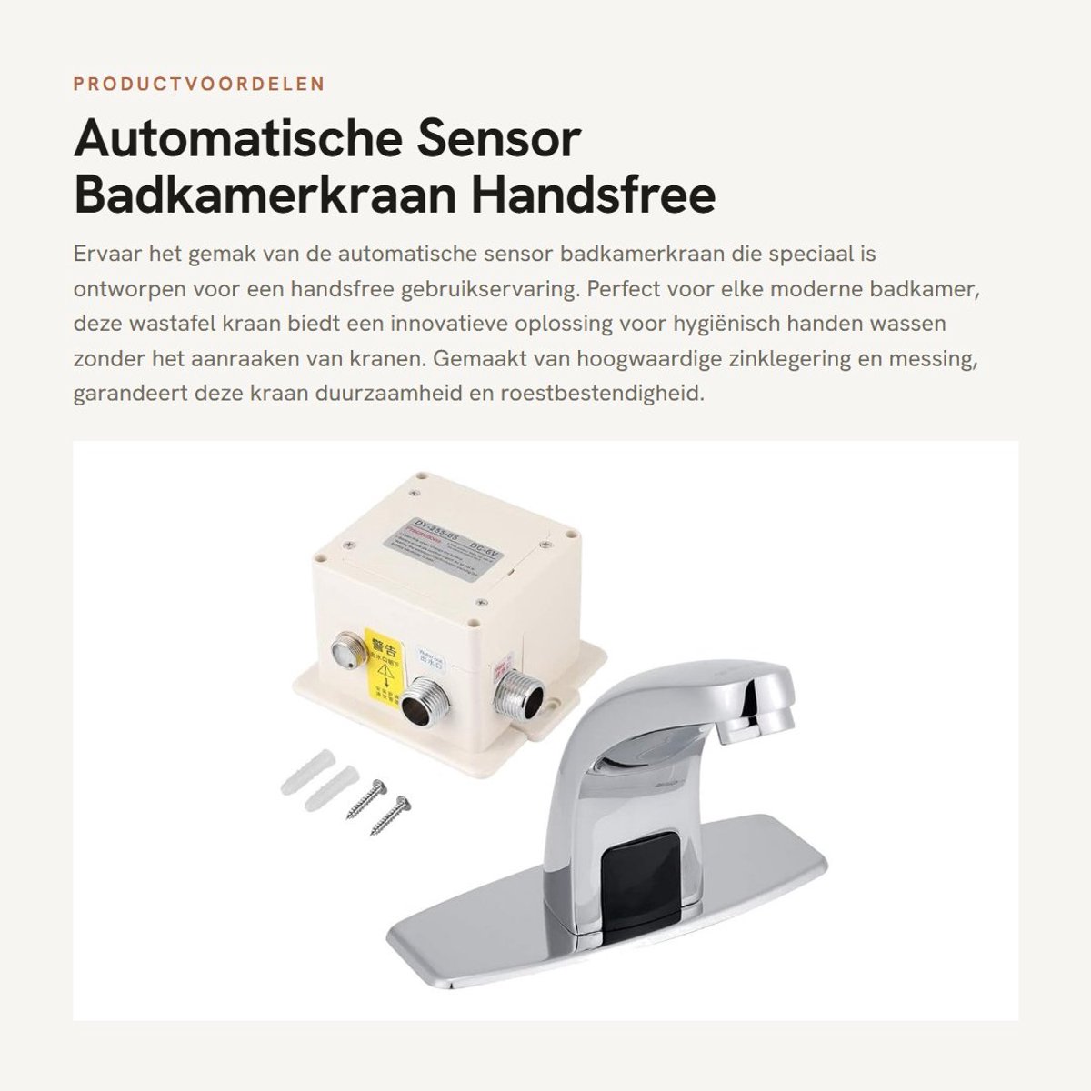 Dailygoods- Wastafelkraan Automatische Sensor - Handsfree Kraan - Koudwaterkraan - Zinklegering/Messing - Roestbestendig - Modern Design