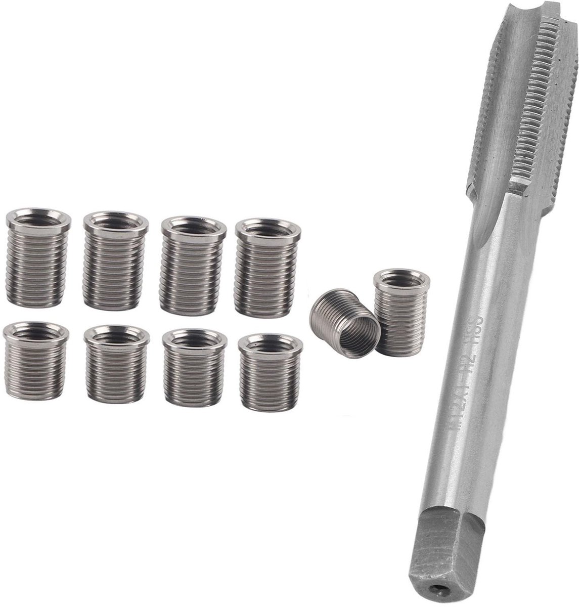 Dailygoods- Bougieschroefdraadreparatieset M10 X 1,0 - M12 X 1,0 Kraan - Auto-accessoires - Hardwareset - Reparatie - Inclusief Bout - Schroefdraadreparatie