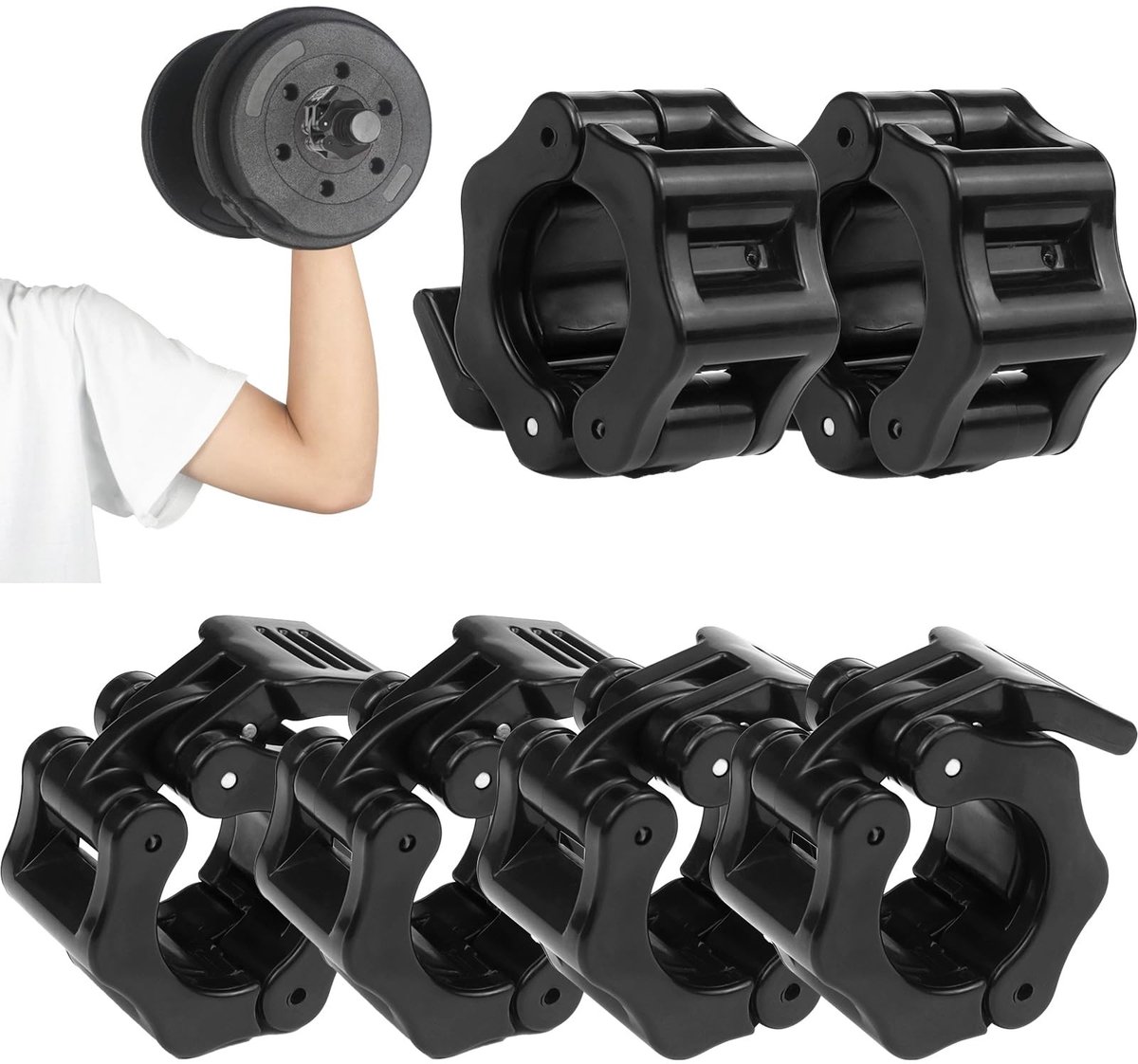 Dailygoods- Dumbbell Clasp 30 mm - Set van 6 - Snelle Ontgrendeling - Schokbestendig - Hoogwaardige ABS - Veilig Gewicht Wisselen - Gewichtsklem