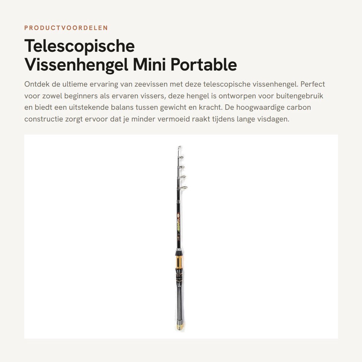 Dailygoods- Telescopische Hengel 1,5/1,8/2,1/2,4/2,7/3,0 m - Draagbare Zee Hengel - Carbon Hengel - Keramische Draad Ring - Lichtgewicht - Schokbestendig - Visserijhengel