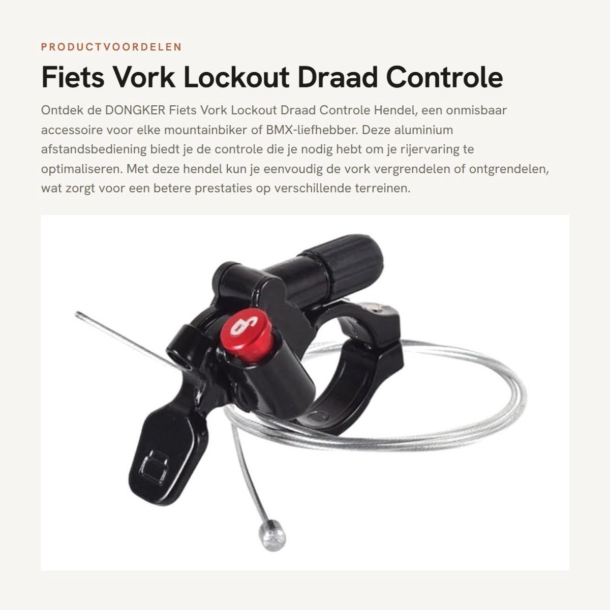Dailygoods- Lockout Hendel Aluminium - Fiets Vork - Afstandsbediening - Mountainbike - BMX - Schokbestendig - Veringlockout