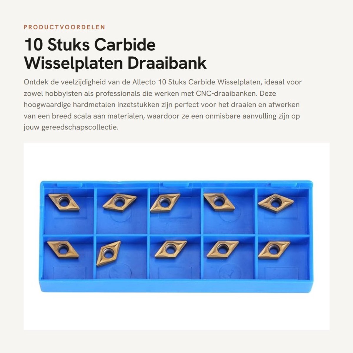 Dailygoods- Wisselplaten 10 Stuks - Hardmetalen Inserts - Draaibank Houder - Duurzaam Materiaal - Veilig Opbergen - Hoge Sterkte - Snij-inserts