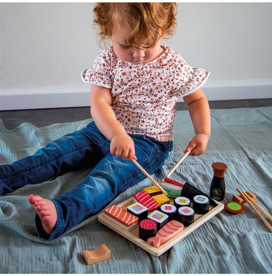 Tryco Houten Sushi Set - Speelgoedeten - 23-delige Sushi Speelset - Houten Speelgoed en Rollenspel - Vanaf 18 Maanden van Tryco — afbeelding 5