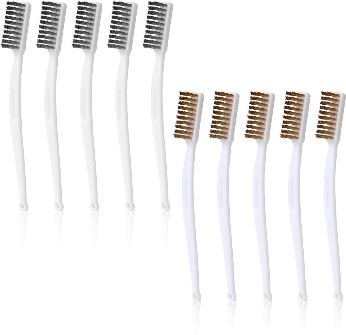 Dailygoods- Staalborstels Set van 10 - Roestvrij Staal / Messing - Reinigingsgereedschap - Voor Keuken / Lassen - Duurzaam Materiaal - Draadborstels