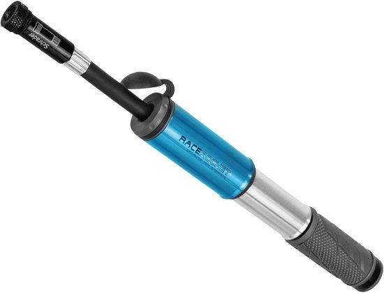 RaceRocket Mini Pomp - Fietspomp Bandenpomp - Banden Vullen - Aluminium Constructie - 10 cm - Blauw — afbeelding 2