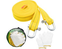 Sleepkabel Auto - Sleeptouw Hoge Sterkte - Voertuigen Verplaatsen - Reflecterende Strepen - 5 Ton Capaciteit - Geel