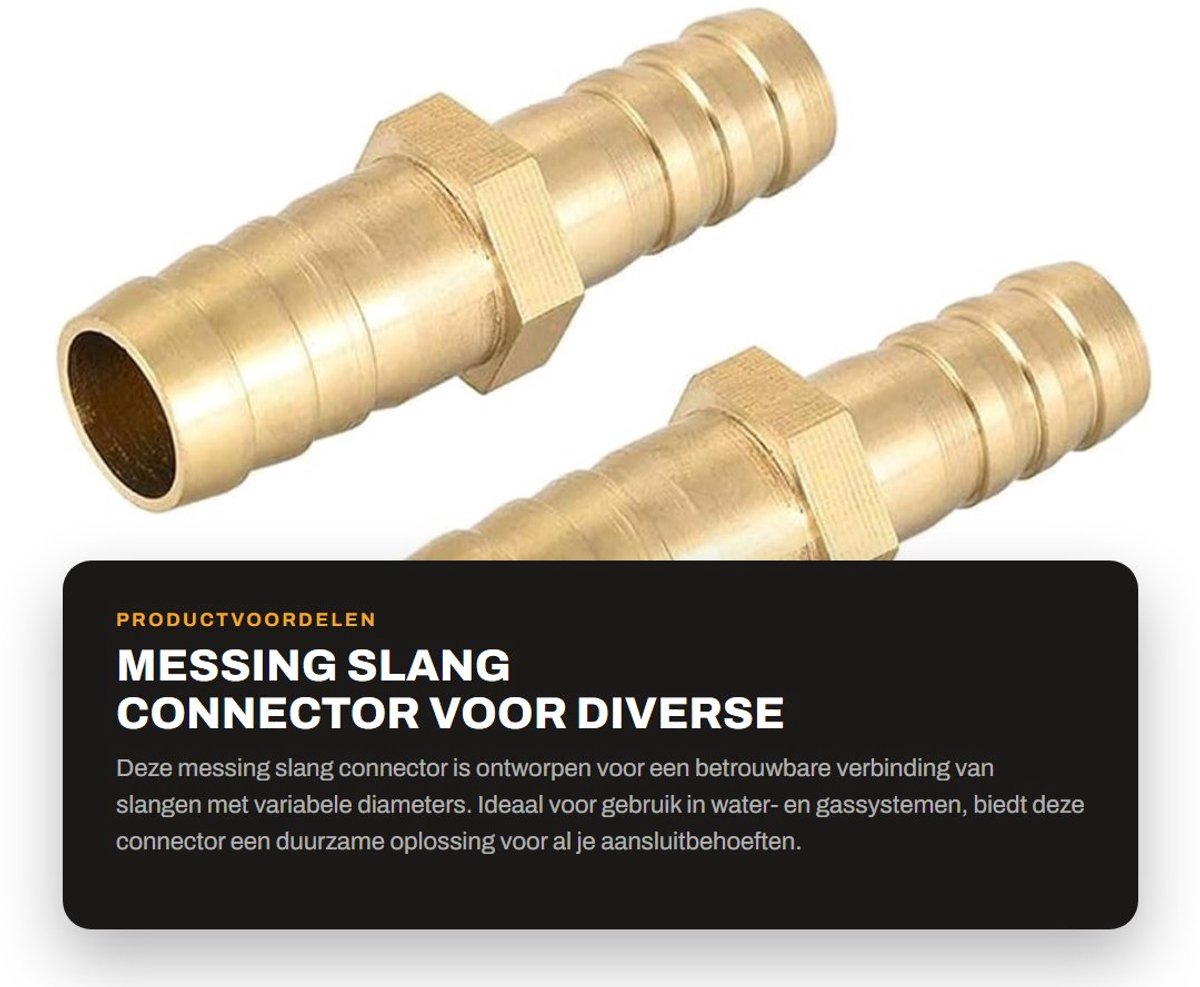 Dailygoods- Slangconnector Messing - 19-16 mm Diameter - Metalen Slangfitting - Gas/Water/Lucht Slang - 2 Stuks - Duurzaam en Flexibel