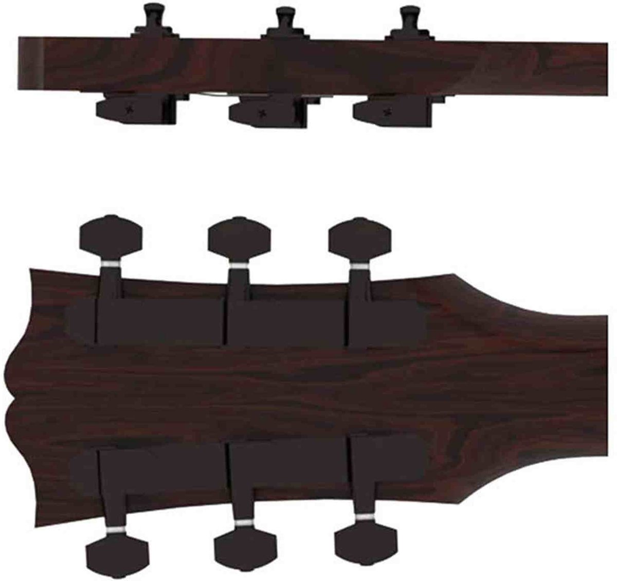 Hipshot HS6K2EN0B guitar tuner upgrade kit, 3+3 classic, closed black