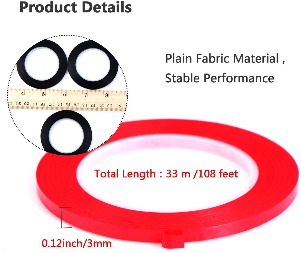 Dailygoods- Grafisch Bord Tape 3 mm Breed - Zelfklevende Tape - 6 Kleuren - Markering Linten - 33 m Lengte - Geschikt voor Whiteboard - Markeertape