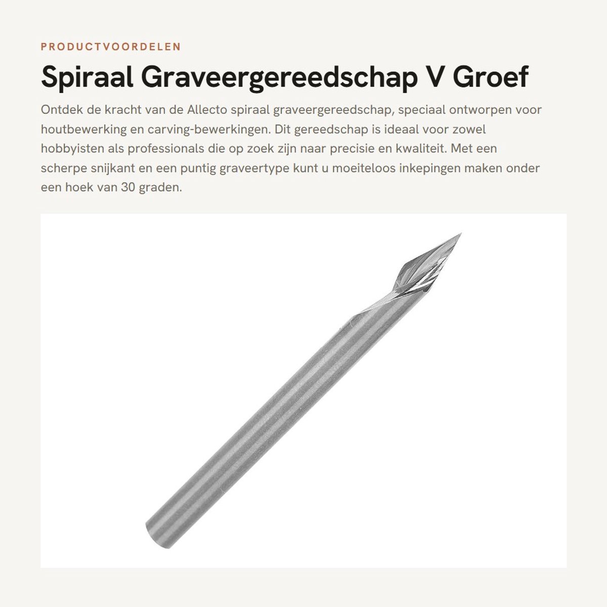 Dailygoods- Graveergereedschap Spiraal 30 Graden - Freesbits Houtbewerking - Puntgraverend Type - Snelstaal - Hoge Hardheid - Fijn Gepolijst - Freestool