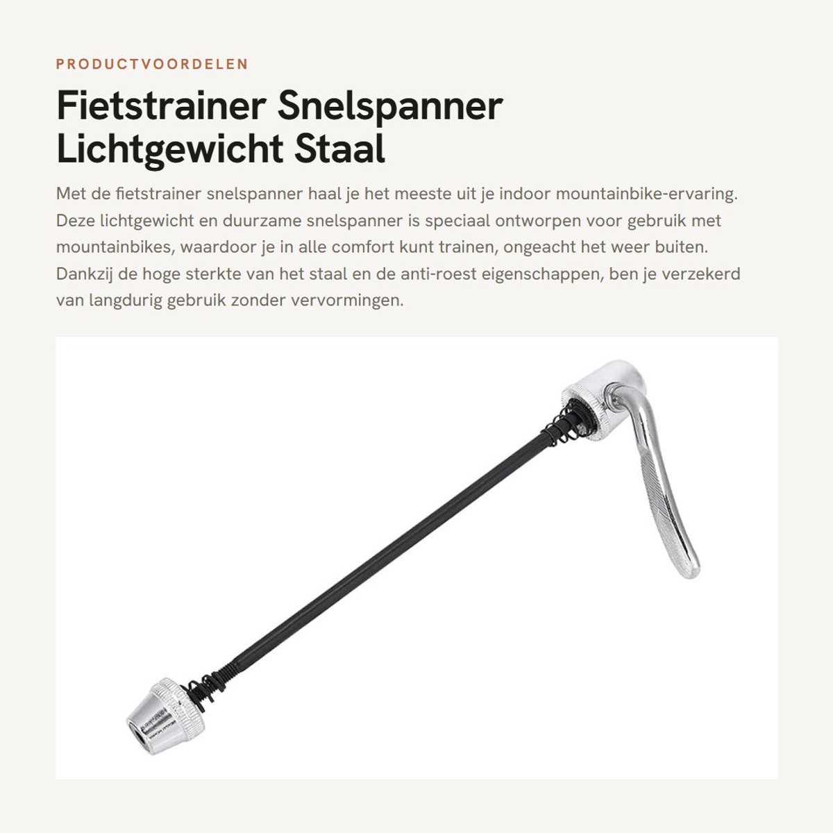 Dailygoods- Snelspanner Hoogwaardige Staal - Snelspanner Fietstrainer - Lichtgewicht - Instelbaar Bereik 3cm - Geschikt voor Mountainbike - Duurzaam Ontwerp - Fietsspies
