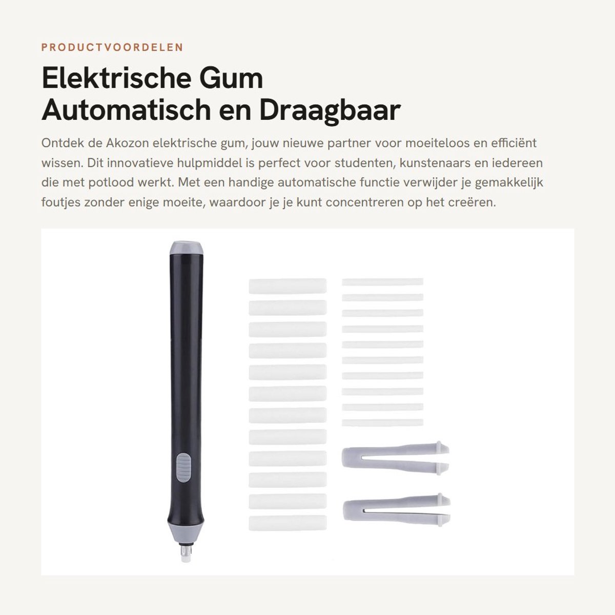 Dailygoods - Elektrische Gum - Automatisch en Draagbaar - Innovatief en Handzaam - Zwart - Ideaal voor Tekeningen en Notities - Perfect voor Studenten...