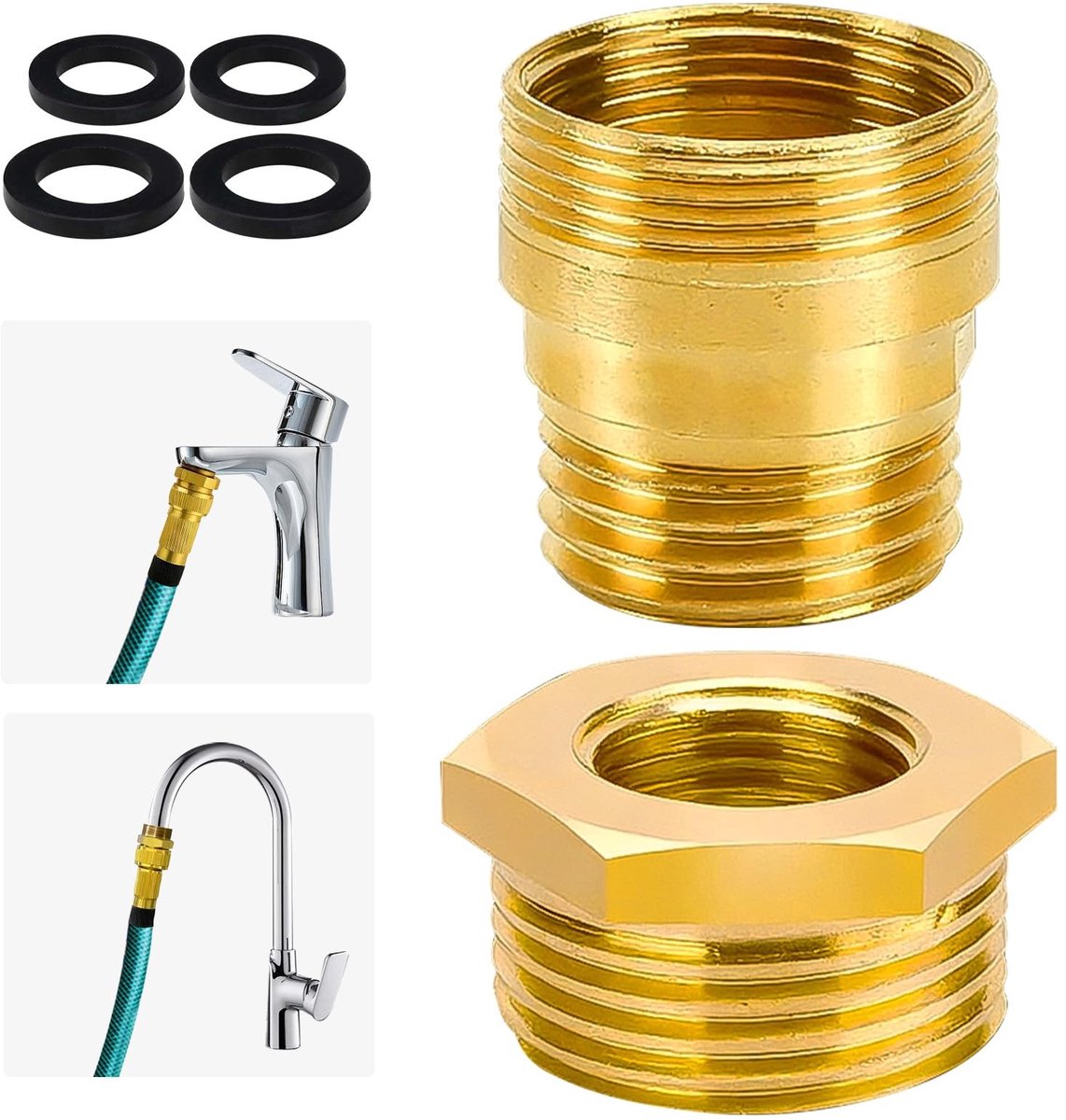 Dailygoods - Messing Kraanadapter M24 naar M22 voor Keuken en Badkamer