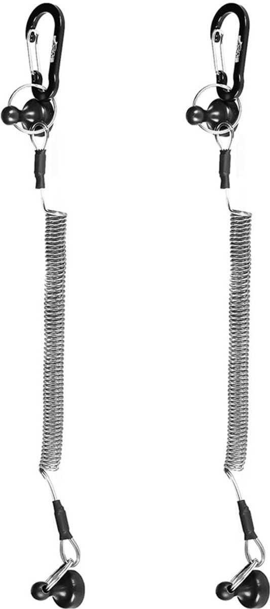 Dailygoods- Vislijnkabel 2 stuks - Magnetische Veiligheidslijn - Intrekbare Gereedschapslijn - Karabijnhaak van Aluminium - Sterke Magnetische Kracht - Rek tot 1,5 Meter