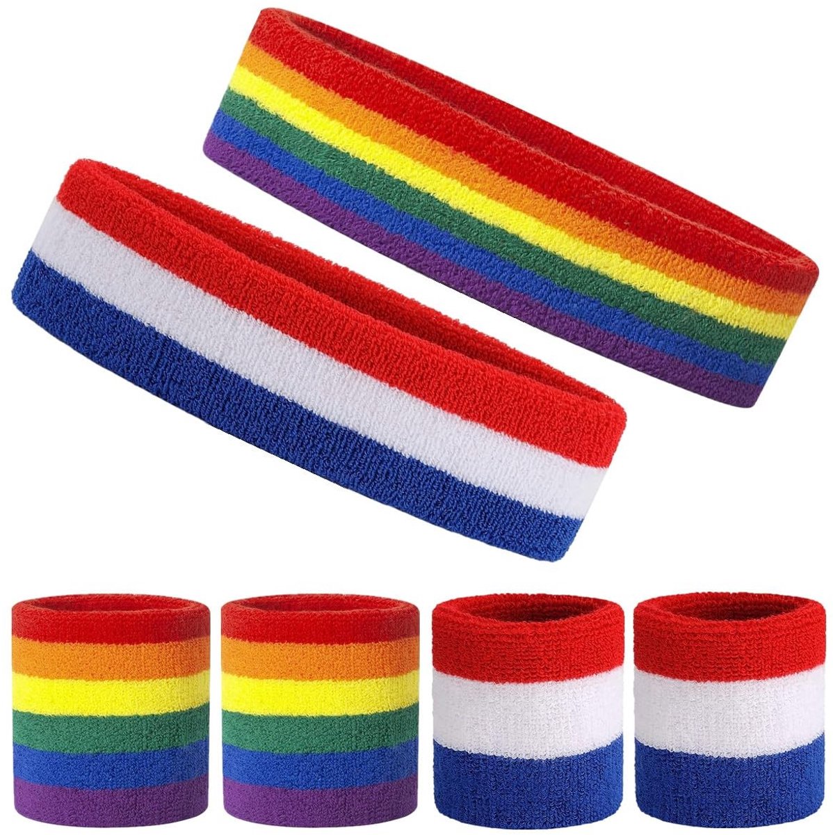 Dailygoods- Zweetbanden voor Dames/Heren - Sporthoofdband - Sportarmbanden - Zweetbanden Hoofd - Zweetbanden Pols - Dubbel Gebreide Pluche Lagen - Sportbanden