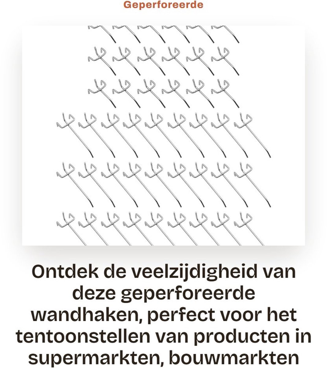 Dailygoods- Wandhaken 60 Stuks - Geperforeerde Wandhaken - Spijkerbordhaken - Plankhaken - Geschikt voor Supermarkten - Draagkrachtig Ontwerp - Haakjes