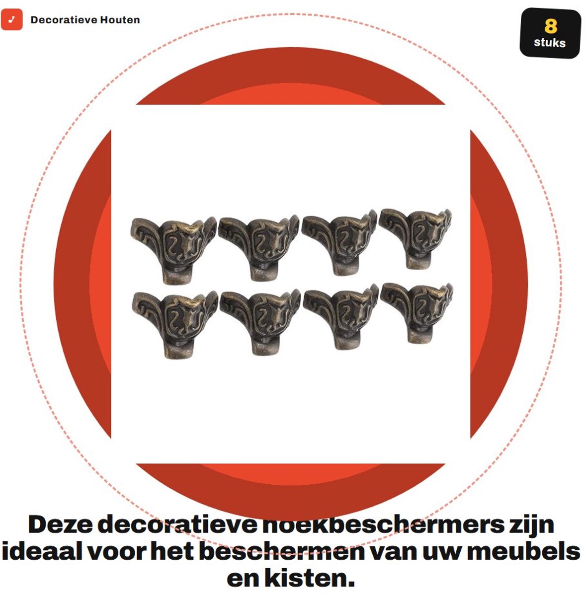 Dailygoods- Hoekbeschermer Decoratief - Zinklegering - 8 Stuks - Voor Dozen/Kasten - Lichtgewicht - Duurzaam Materiaal - Meubelbescherming