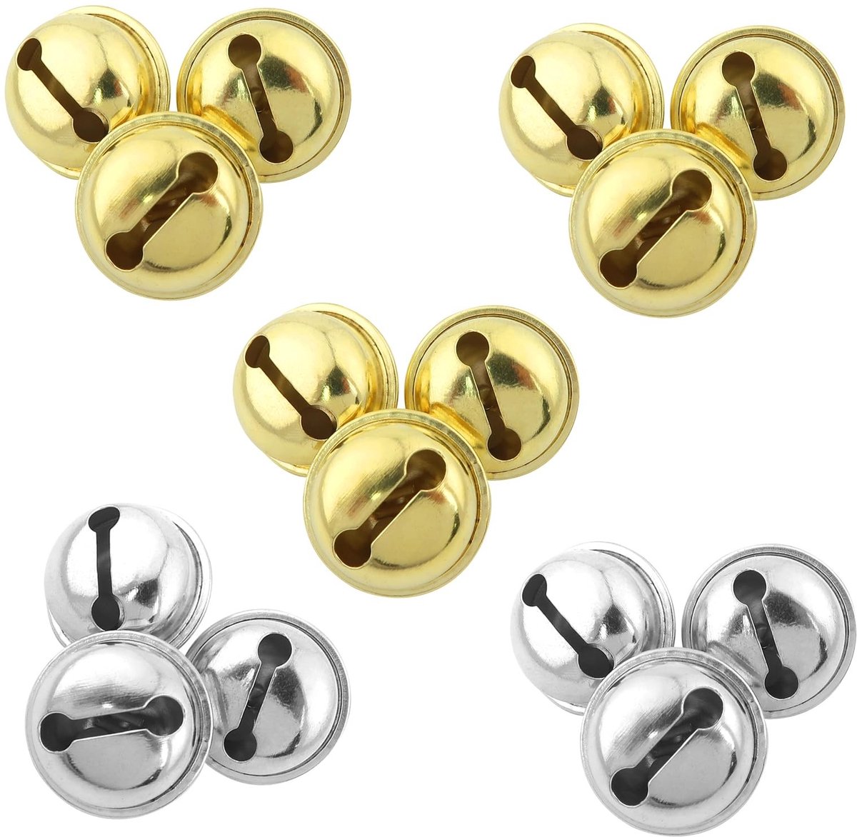 Dailygoods- Jingle Belletjes 30 Stuks - Metalen Klokken 22 mm - Goud/Zilver - Duurzaam - S