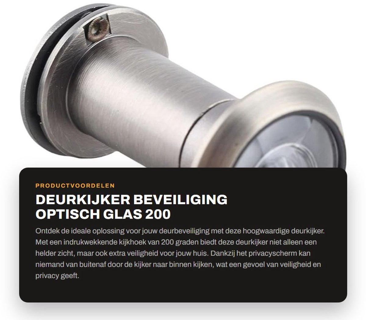 Dailygoods- Deurkijker 200 Graden Groothoek - Optische Lens - Beveiliging - Privacyscherm - Geschikt voor Deurdiktes 35-60 mm - Zinklegering - Deurobservator