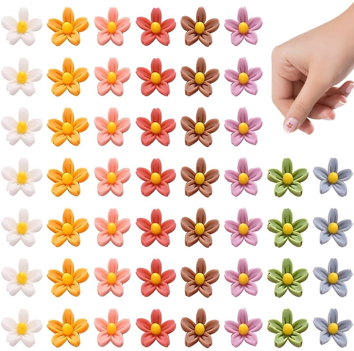 Dailygoods- Miniatuur Bloemen 50 Stuks - Hars Bloemen - 3D Kleurrijke Decoratie - Miniatuurlandschappen - Nagelkunst - Duurzaam Materiaal - Miniatuurdecoratie