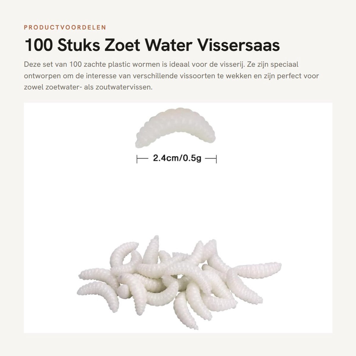 Dailygoods- Vissenwormen 100 stuks - Zachte Plastic Wormen - Kunstaas Set - Aas voor Snoek/Roofvis - Creatief en Divers Team - Kwaliteitscontrole